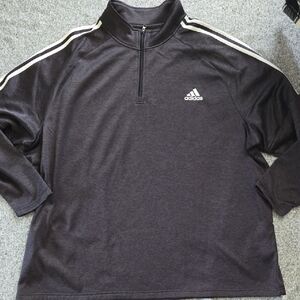 Adidas Charcoal Quarter-Zip Top with White Accents